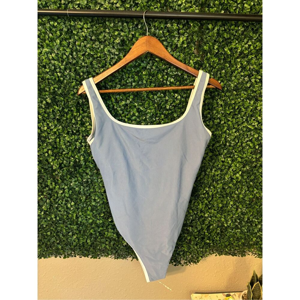 LainSnow Blue and White One Piece Swimsuit